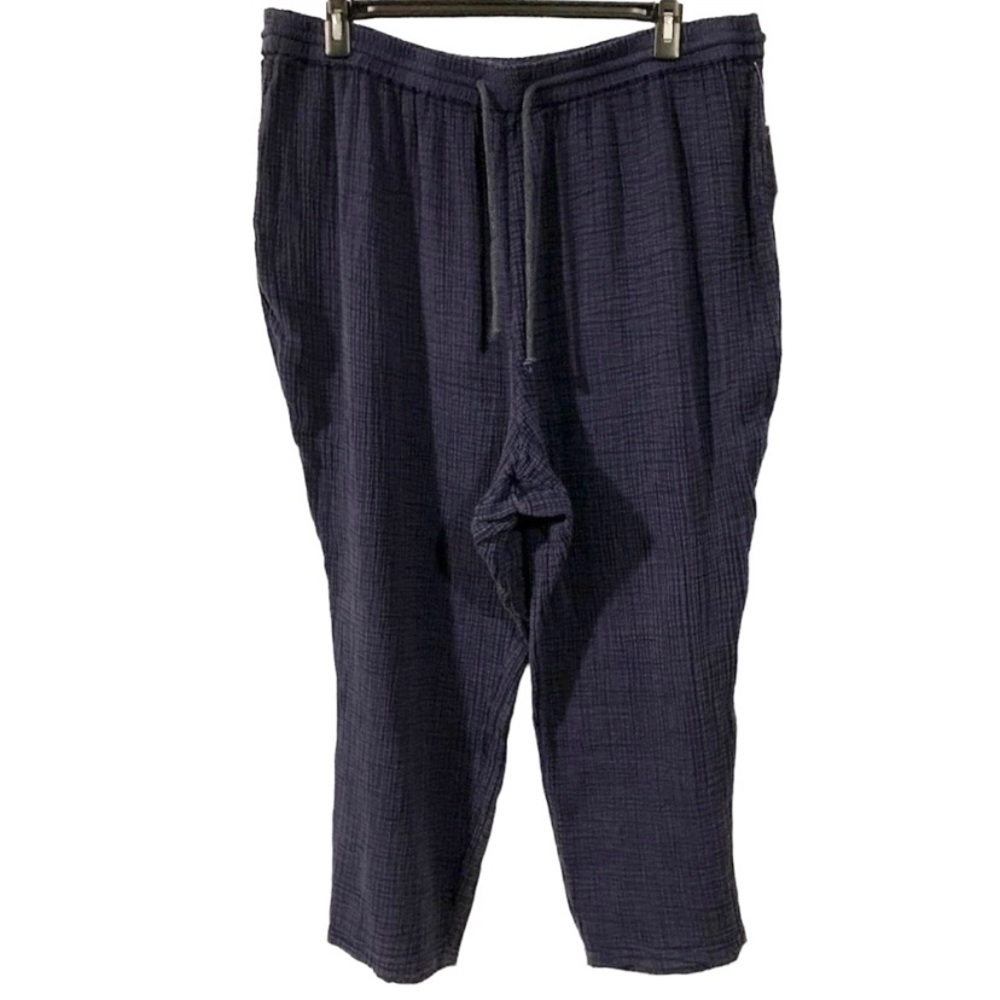 Wonderly Navy Raw Hem Tie-waist Cropped Pants, 100% Cotton, [Size 3X] NEW